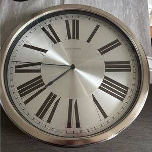 Contemporary Silver and Black Wall Clock with Roman Numerals